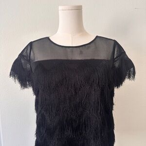 Alexis Sheer Black Fringe Top